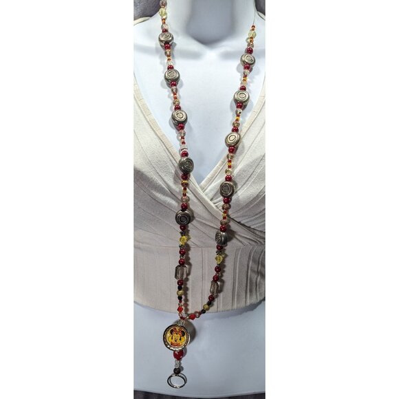Upcycled Minnie Mouse Beaded Keychain Lanyard - Picture 2 of 7